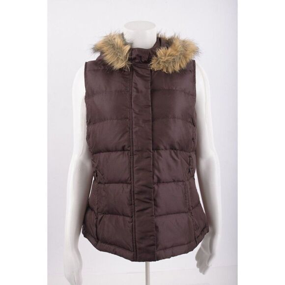 Talbots Jackets & Blazers - Talbots
Womans Goose Down Vest Jacket Coat Size Petite M PM Brown Faux Fur Trim